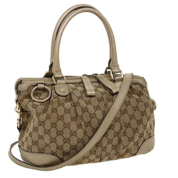 GUCCI GG Canvas Shoulder Bag Beige - Picture 1 of 15